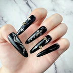 Glossy Black Gothic 3D Press-On Nails