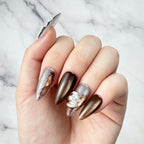 Luxury Grey Brown Handmade 3D Press-On Nails