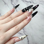 Cute Black & Pink Handmade 3D Press-On Nails