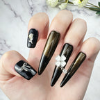 Luxury Black Gold Handmade Press-On Nails