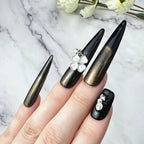 Luxury Black Gold Handmade Press-On Nails