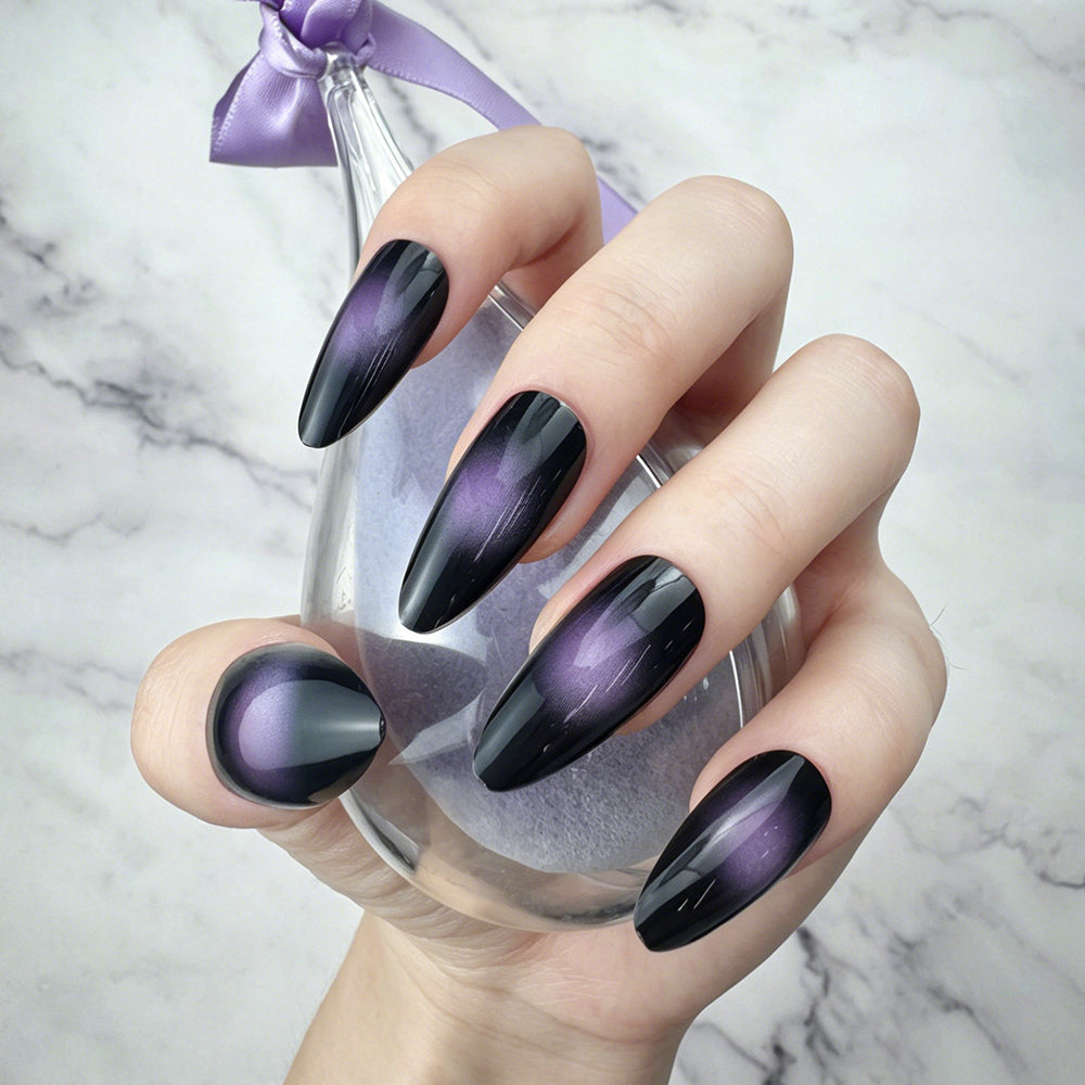 Mystic Purple Cat Eye Press-On Nails