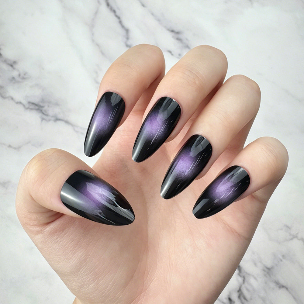 Mystic Purple Cat Eye Press-On Nails