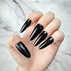 Handmade Glossy Black Stiletto Press-On Nails