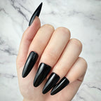 Handmade Glossy Black Stiletto Press-On Nails