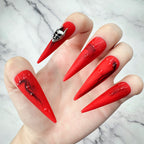 Gothic Red Skull Handmade Press-On Nails