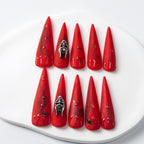Gothic Red Skull Handmade Press-On Nails
