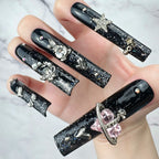 Black Starry Charm Handmade Press-On Nails