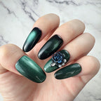 Handmade Emerald Rose Press-On Nails