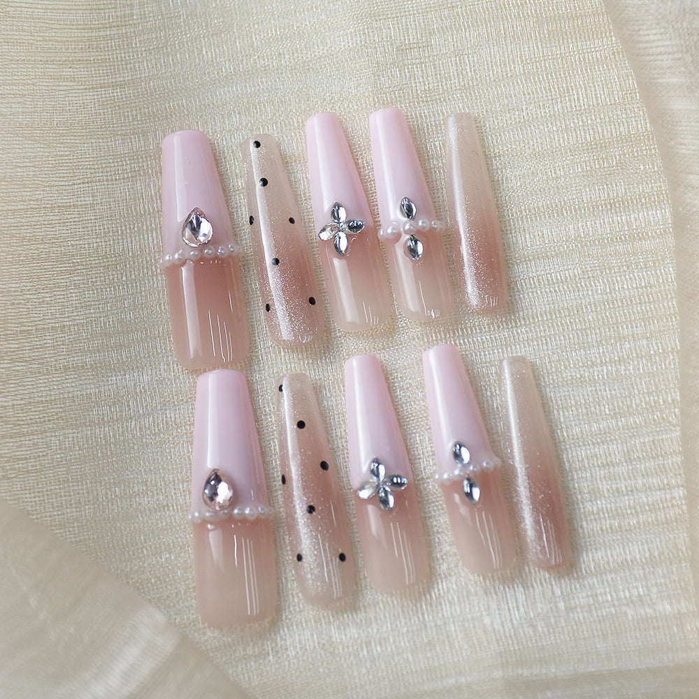 Blush Pearl Flower Press-On Nails