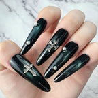 Dark Green Cross Charm Press-On Nails