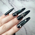 Dark Green Cross Charm Press-On Nails