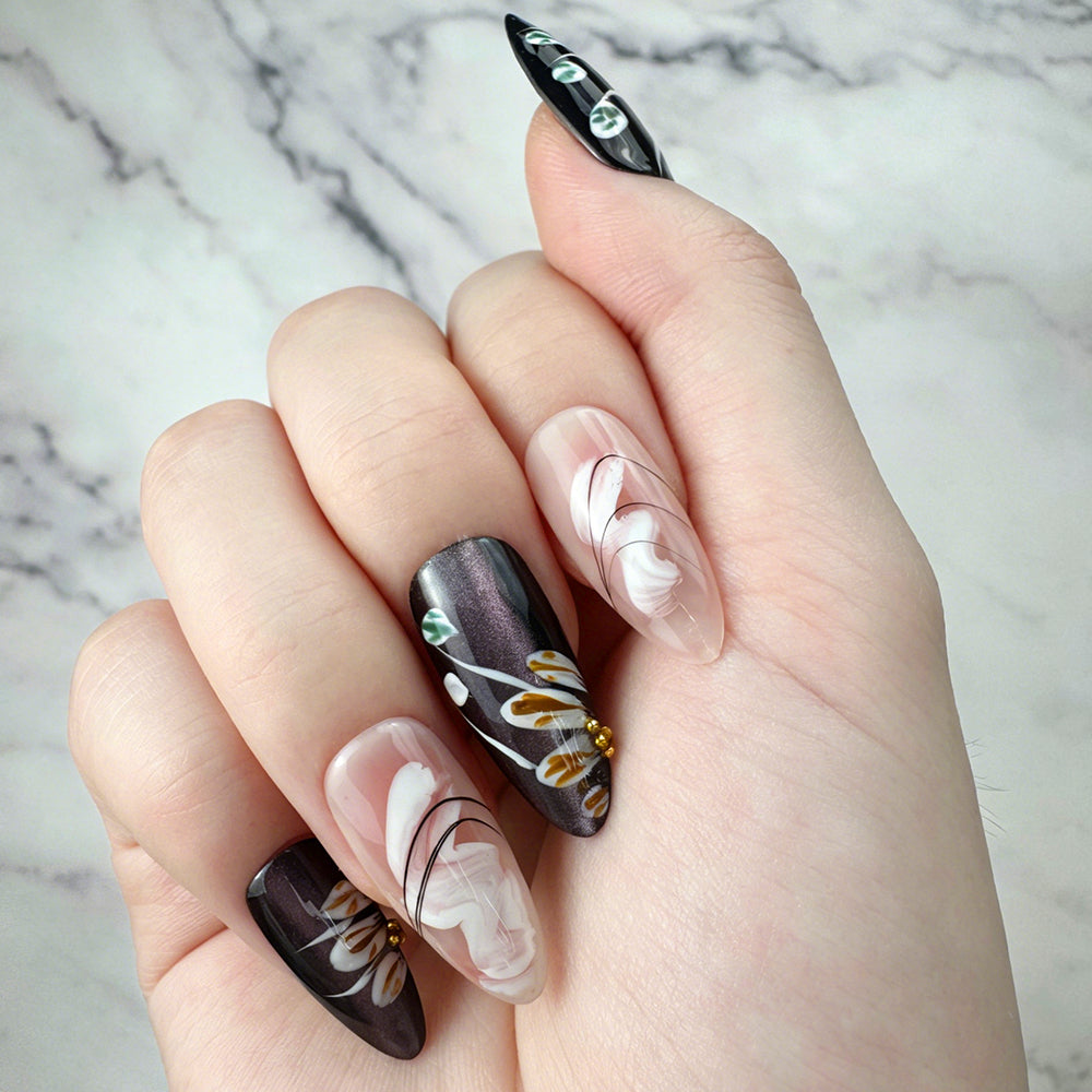 Vintage Floral Handmade Press-On Nails