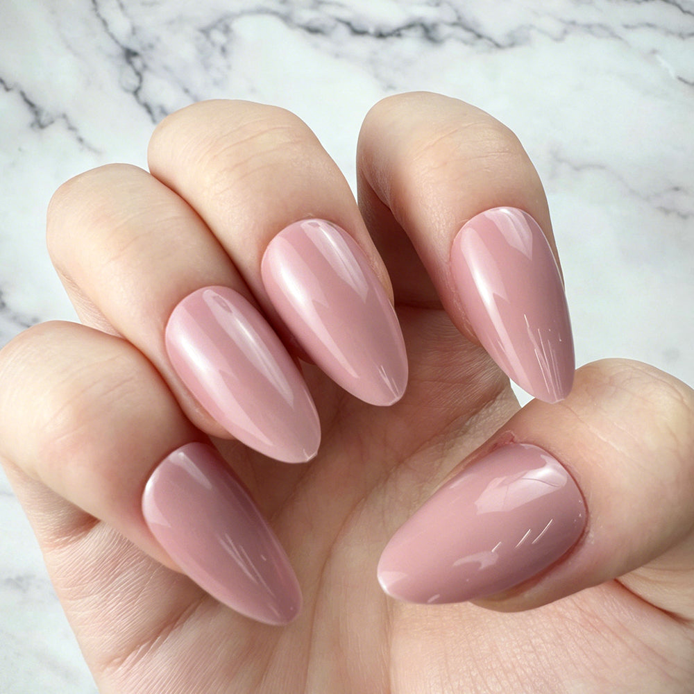Handmade Rose Nude Glossy Press-On Nails