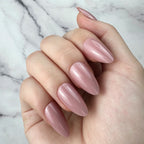 Handmade Rose Nude Glossy Press-On Nails