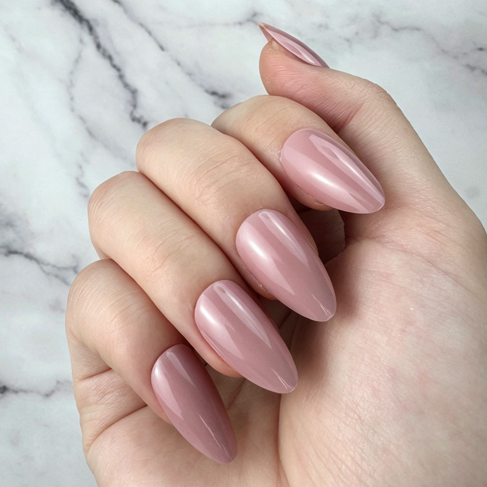 Handmade Rose Nude Glossy Press-On Nails