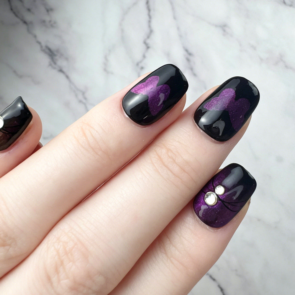Glossy Purple Butterfly Press-On Nails