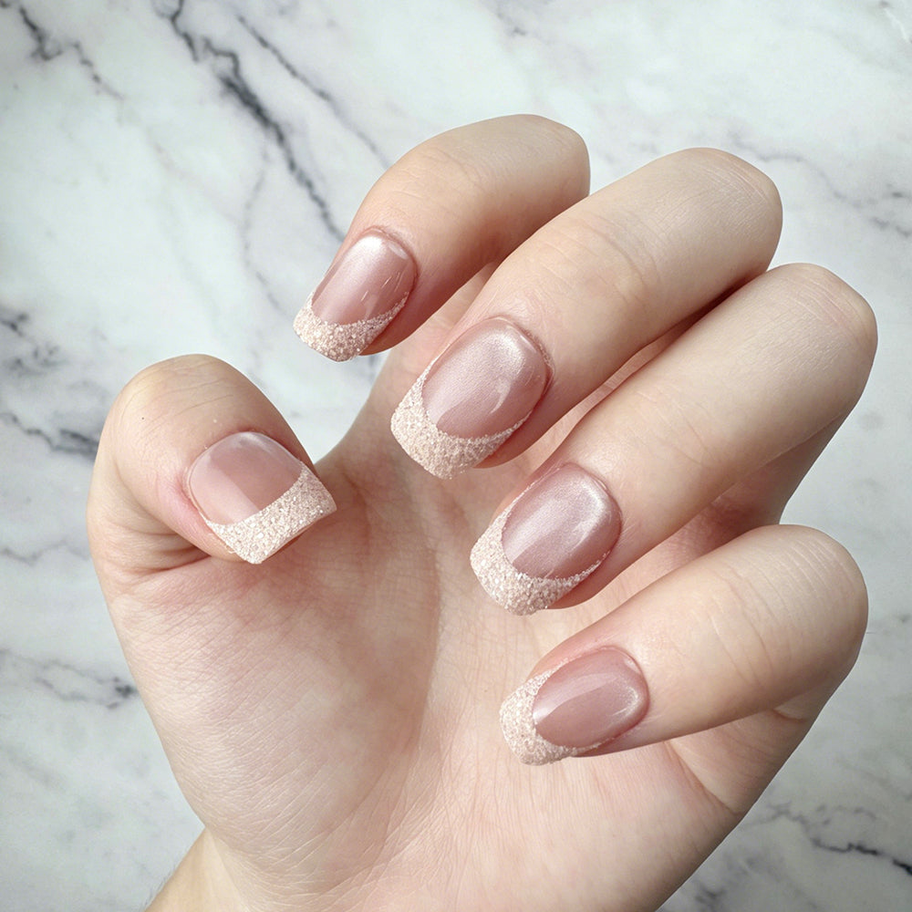 Soft Champagne French Tip Press-On Nails