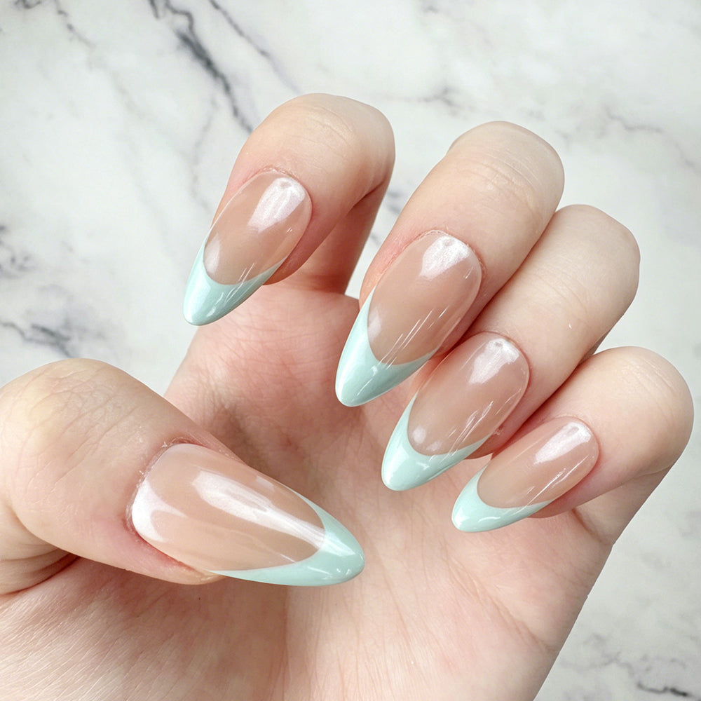 Fresh Mint French Tip Press-On Nails