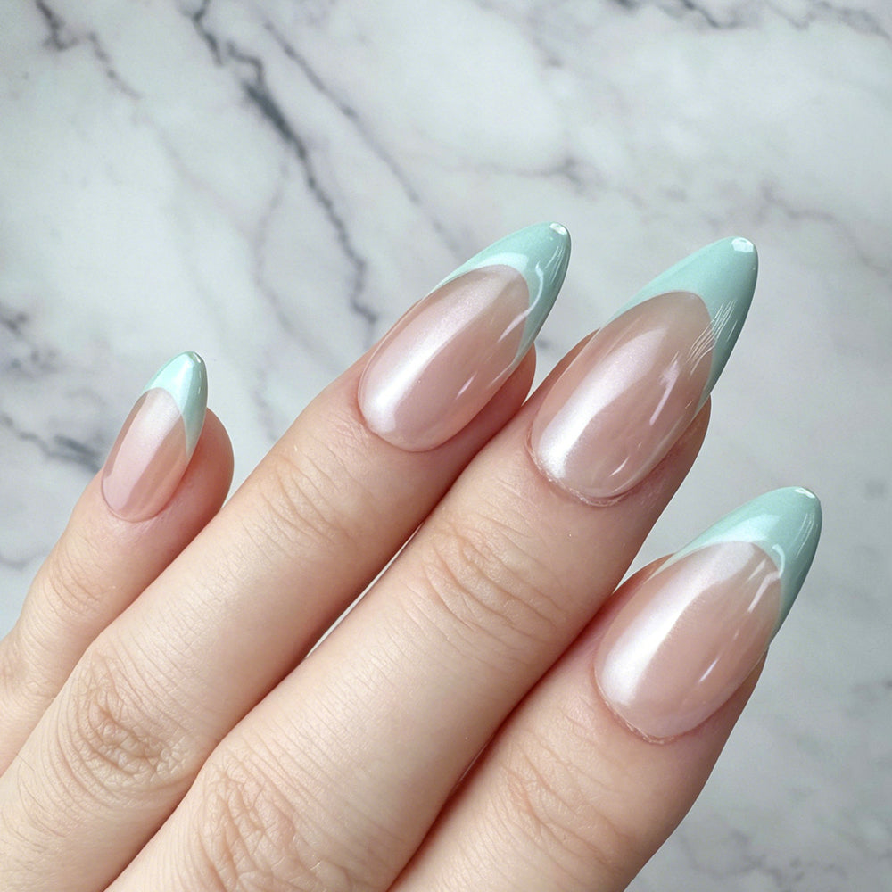 Fresh Mint French Tip Press-On Nails