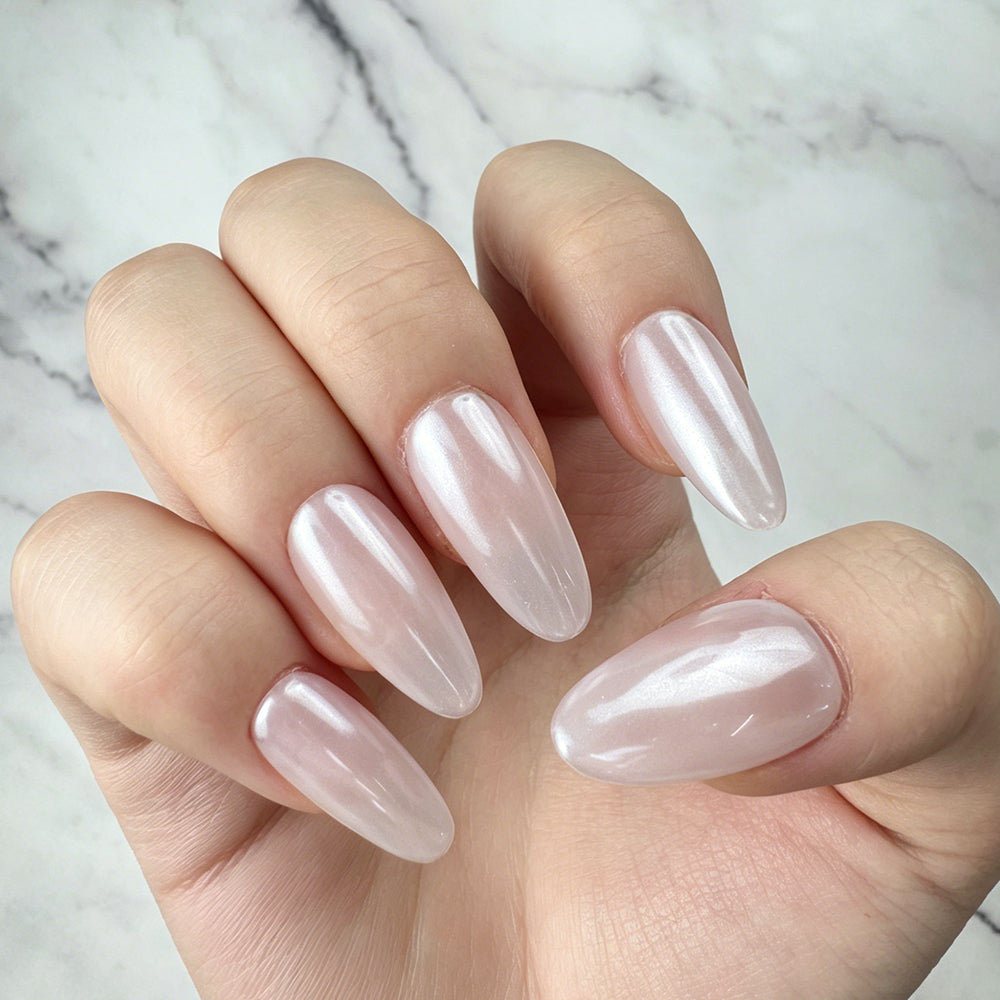 Soft Pearl Glow Press-On Nails