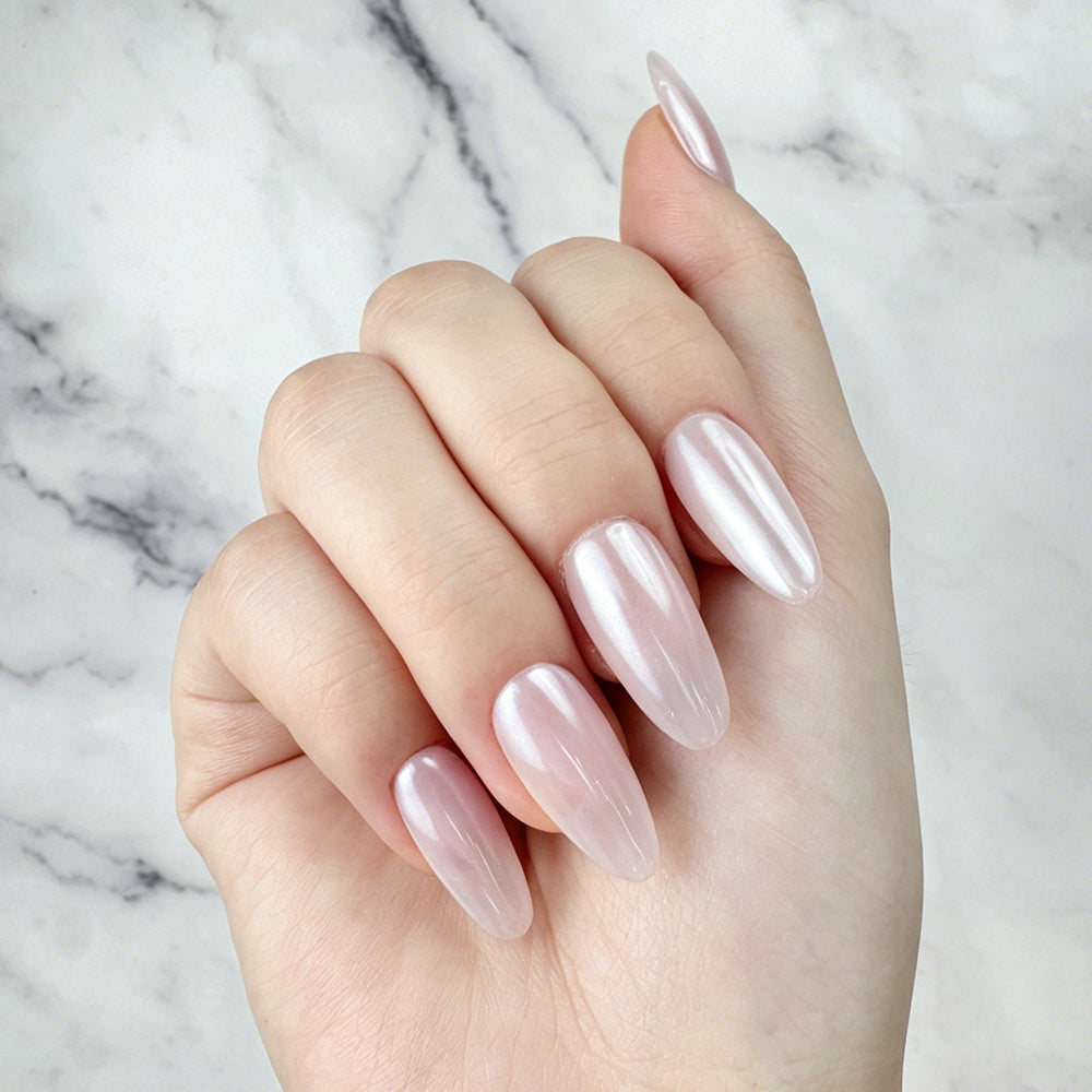 Soft Pearl Glow Press-On Nails
