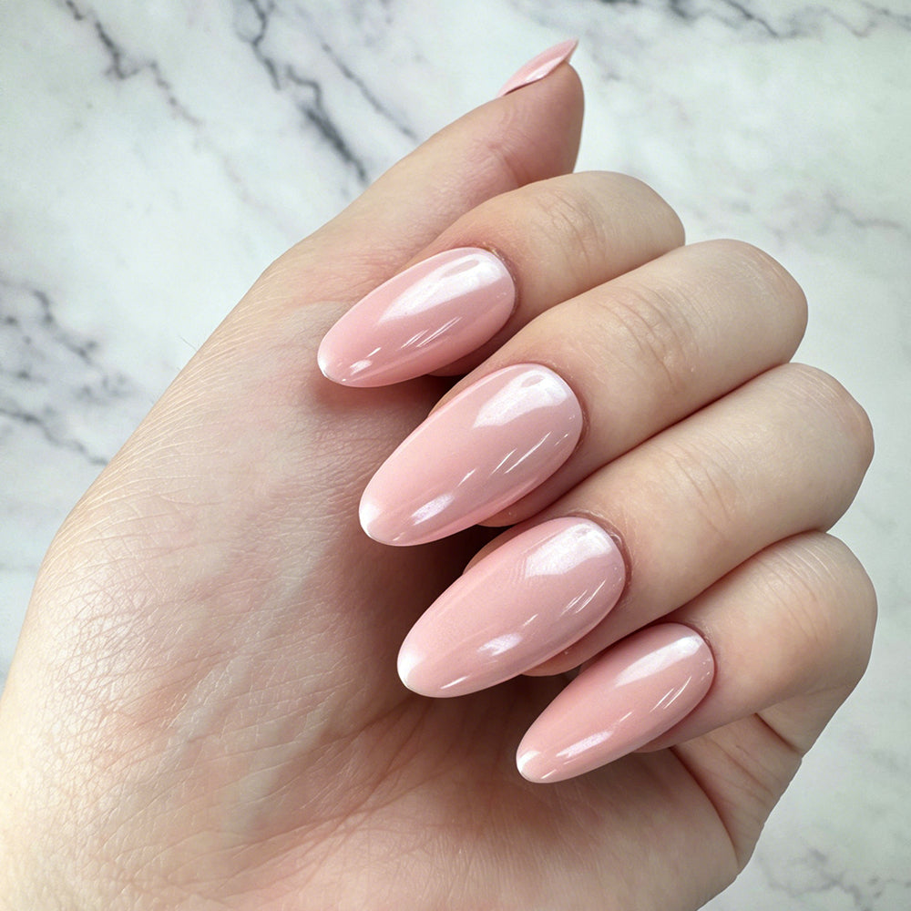 Soft Peach Pearl Glow Press-On Nails