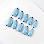 Cool Blue Silver Edge Press-On Nails