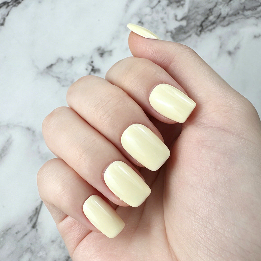 Glossy Butter Yellow Square Press-On Nails