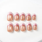 Pink Outline Rounded French Press-On Nails