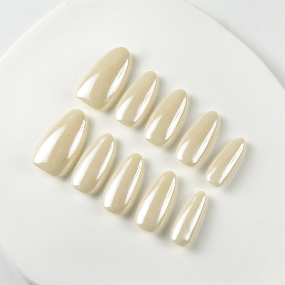Cream Ivory Gloss Press-On Nails