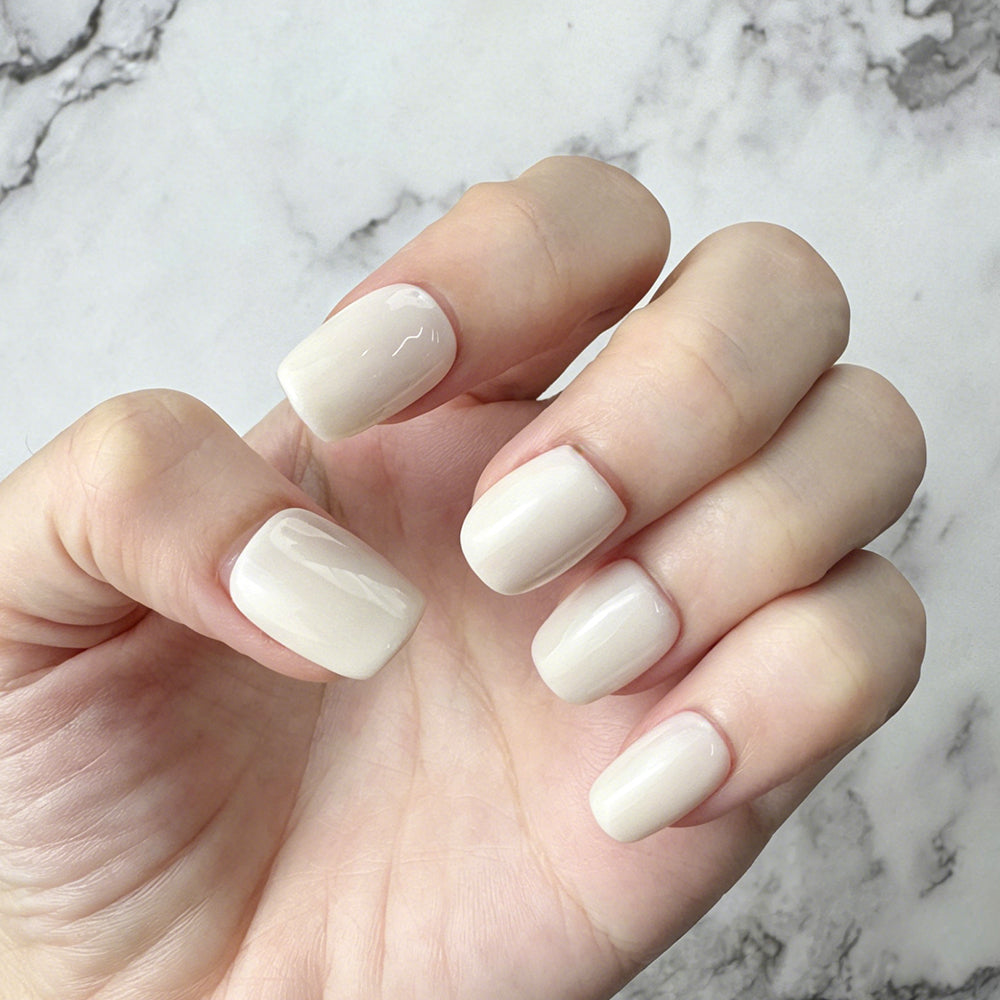 Minimal Cream White Square Press-On Nails