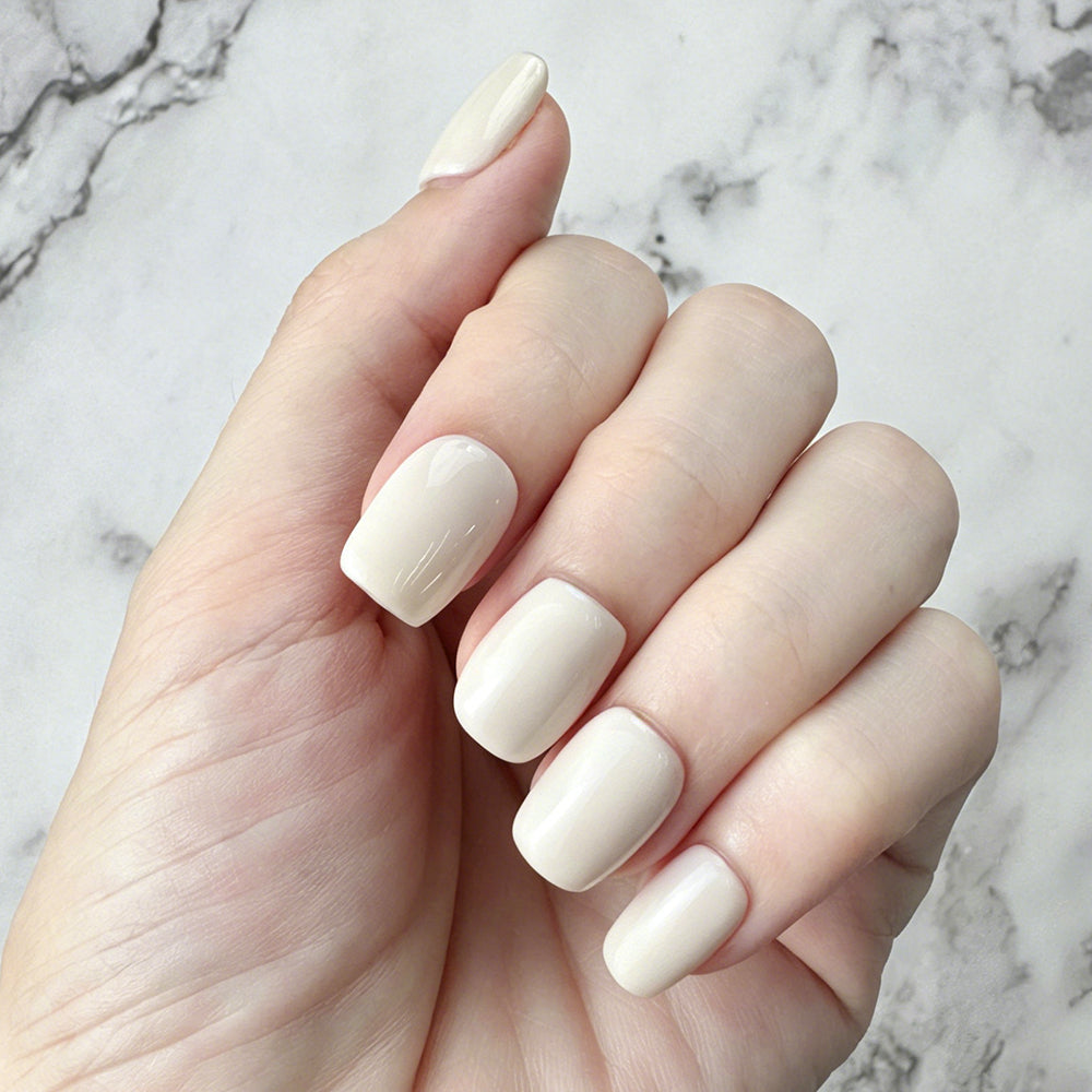 Minimal Cream White Square Press-On Nails