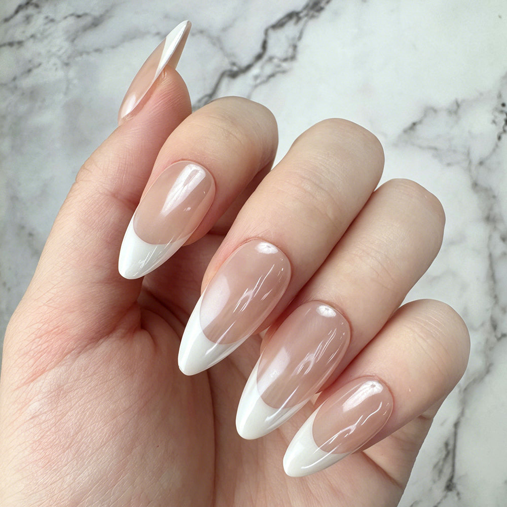 Pearl Glow Almond French Press-On Nails