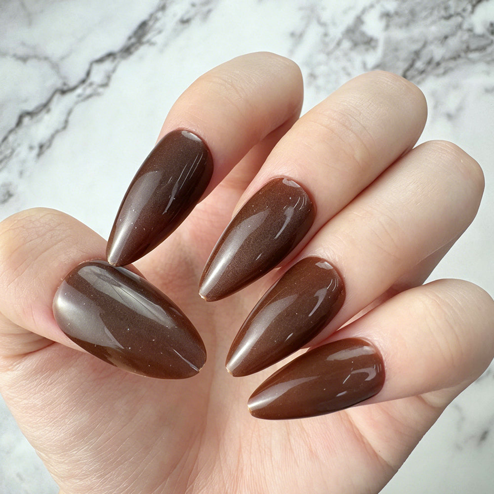 Glossy Coffee Brown Press-On Nails