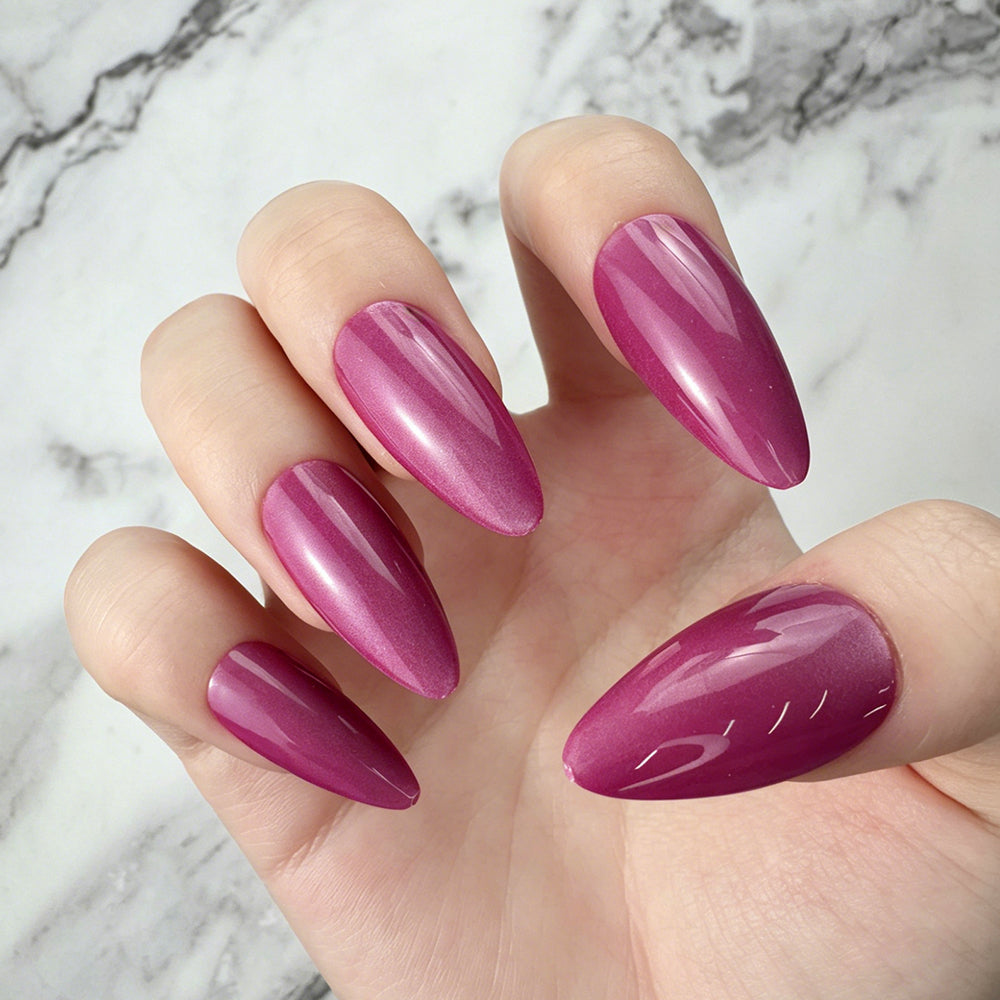 Magenta Cat Eye Almond Press-On Nails