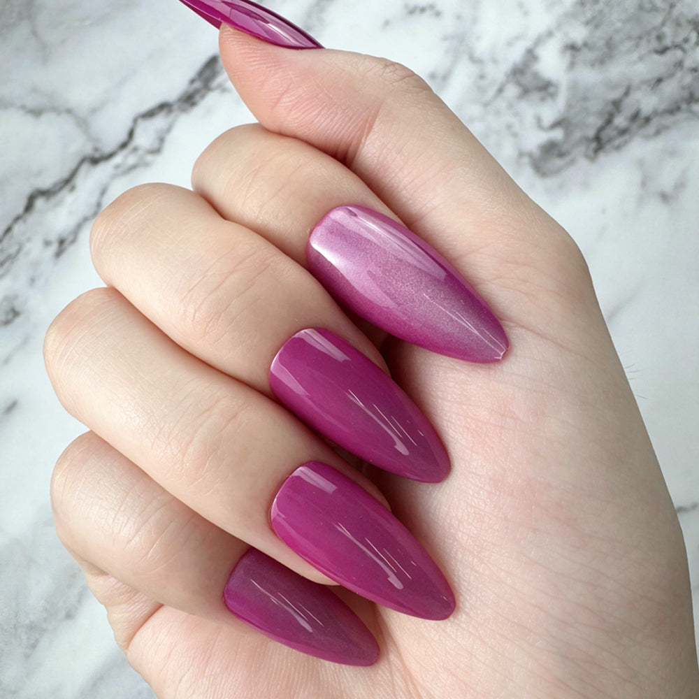 Magenta Cat Eye Almond Press-On Nails