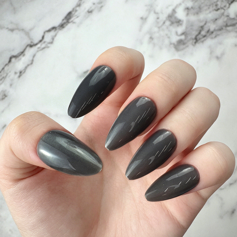 Charcoal Grey Cat Eye Press-On Nails