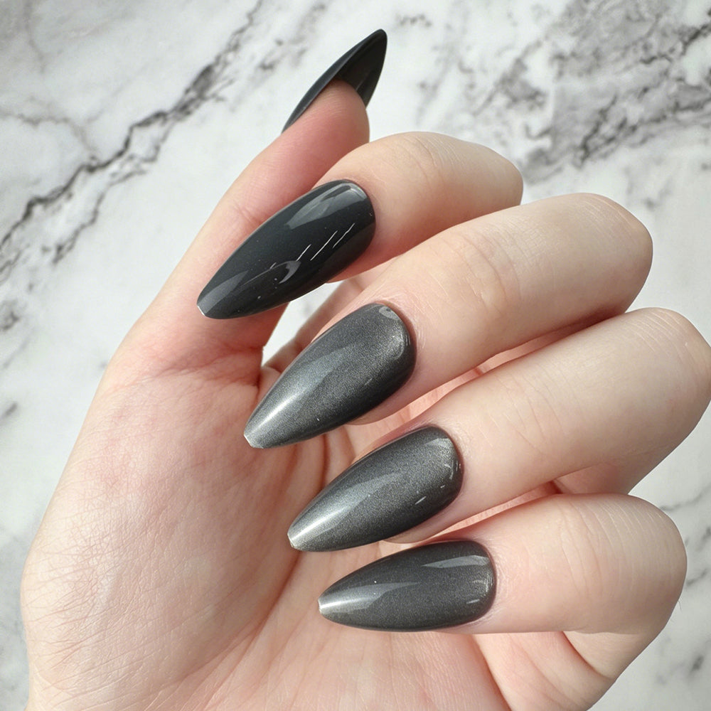 Charcoal Grey Cat Eye Press-On Nails