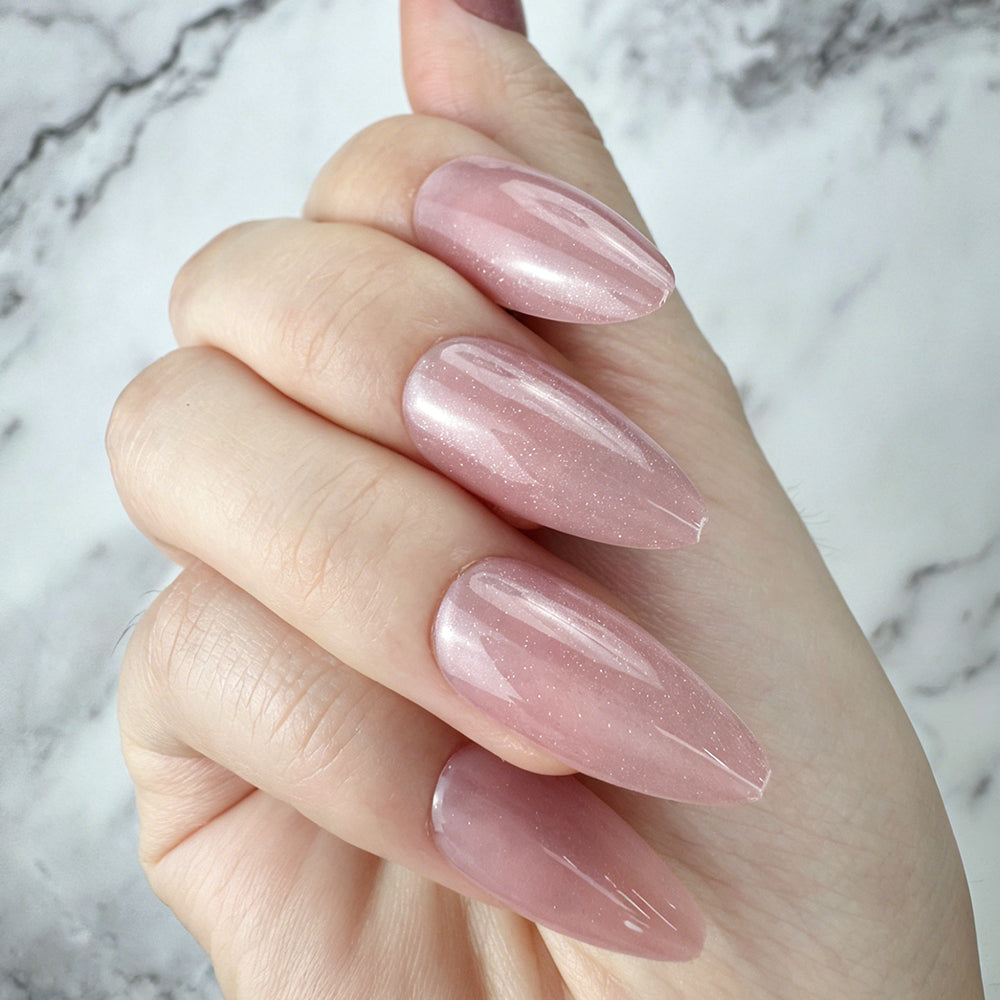 Dusty Rose Glitter Almond Press-On Nails