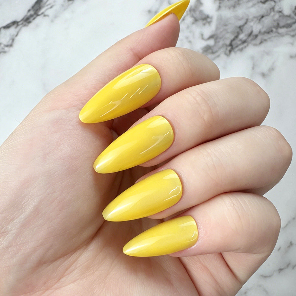 Bright Yellow Almond Press-On Nails