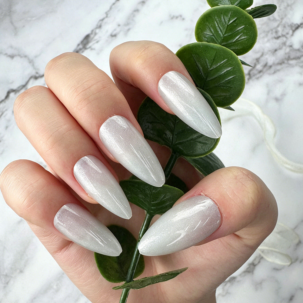Silver White Shimmer Press-On Nails