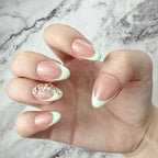 Mint French Press-On Nails with Pearl Accents