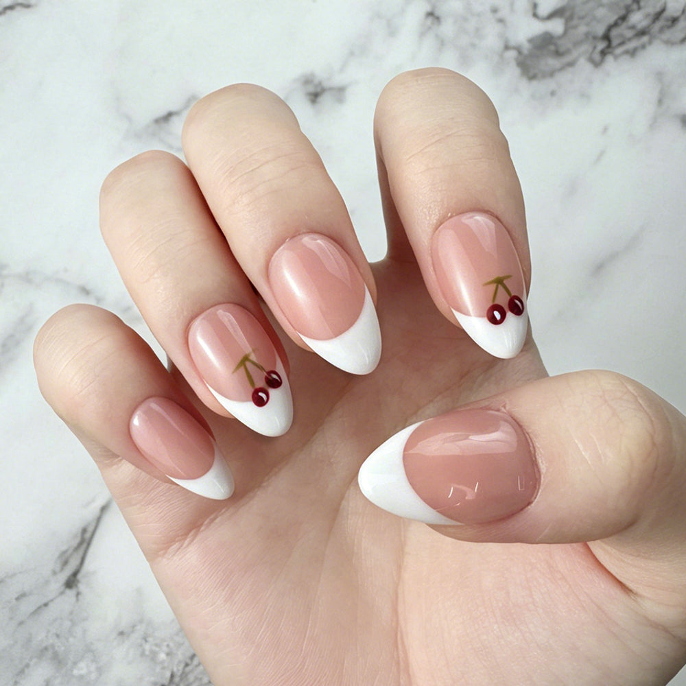 Cherry White French Press-On Nails
