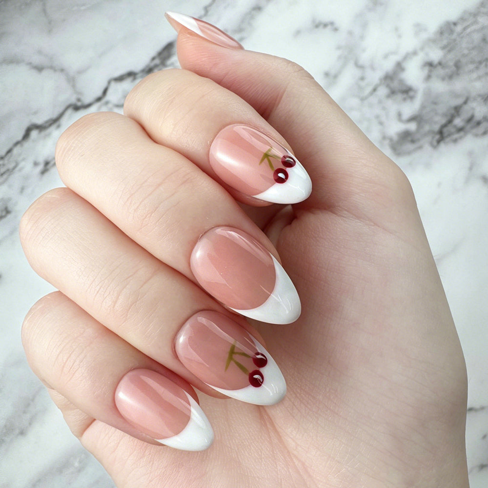 Cherry White French Press-On Nails
