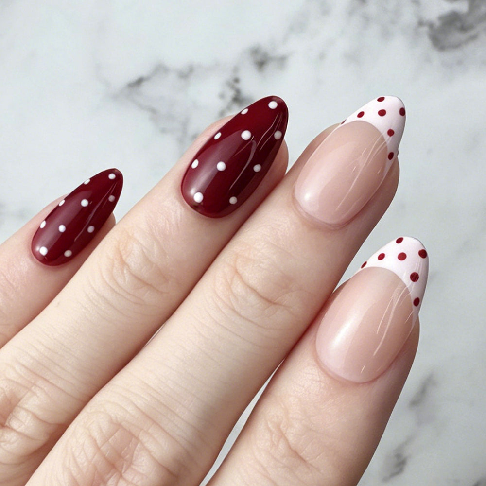Red Dot French Accent Press-On Nails