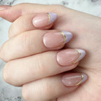 Lilac French Tip Press-On Nails with Gold Lines