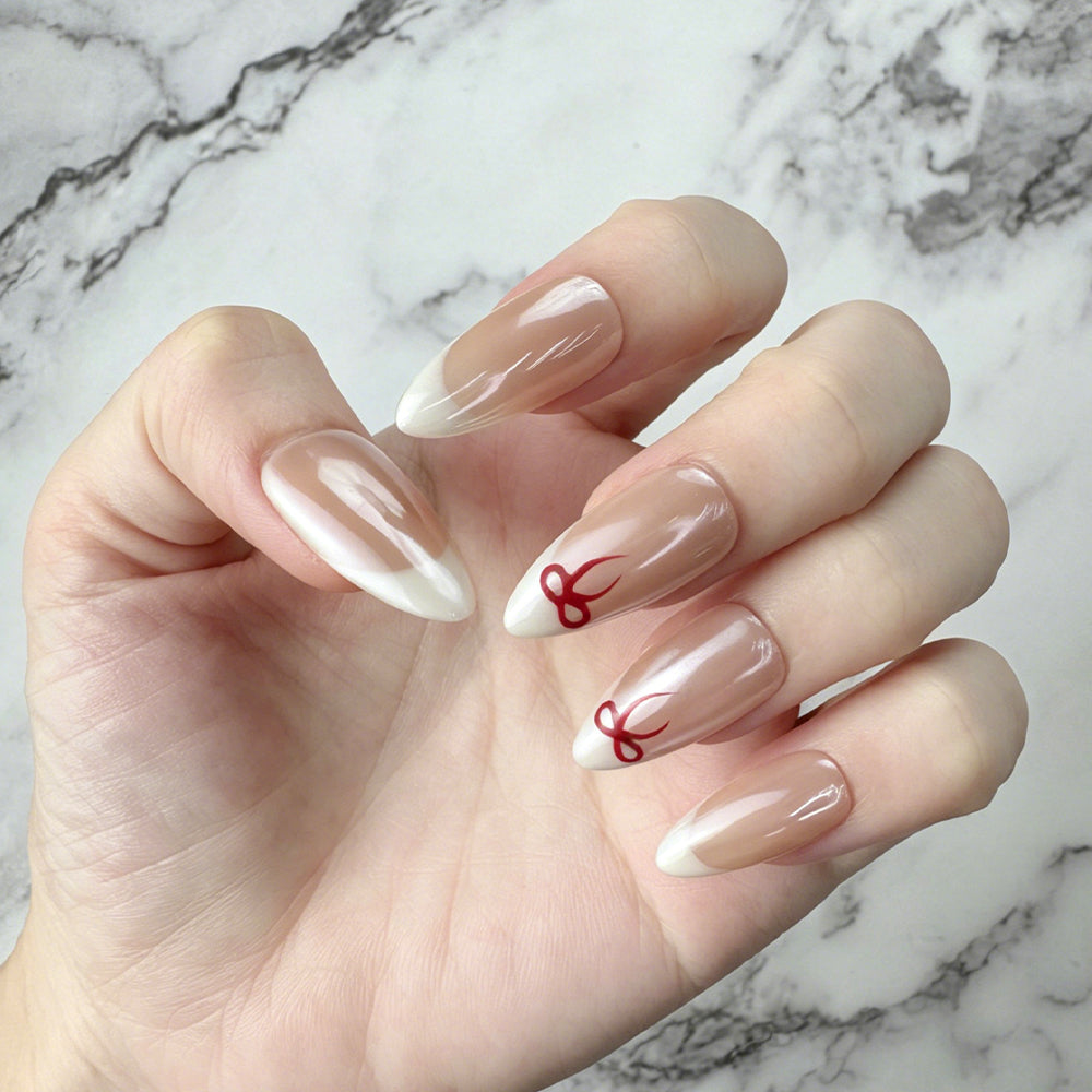 Red Bow French Press-On Nails