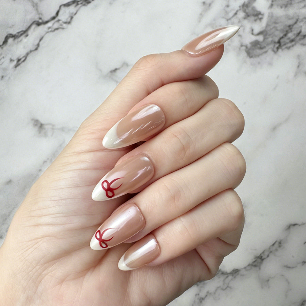 Red Bow French Press-On Nails