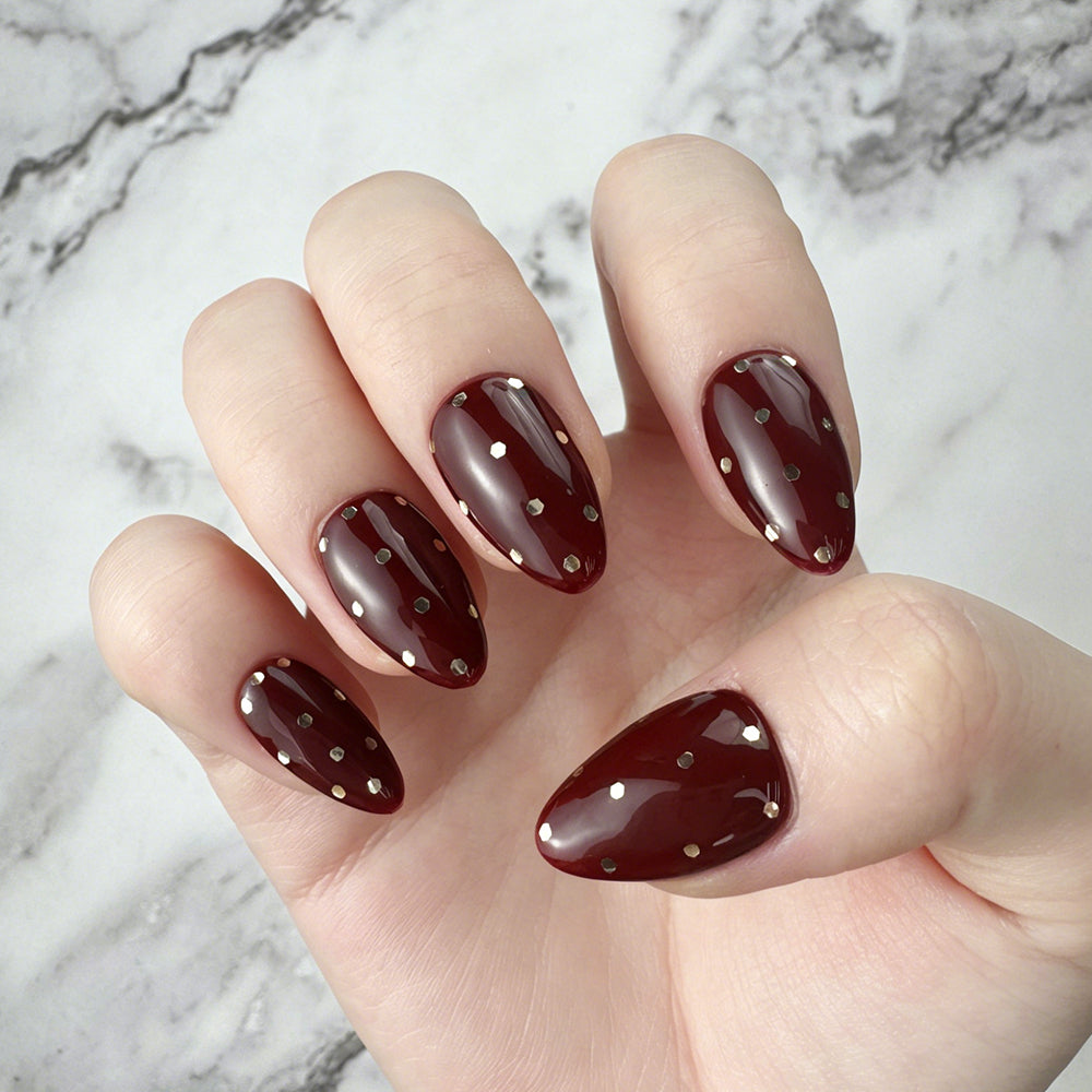 Mismatched Gold Dot Press-On Nails